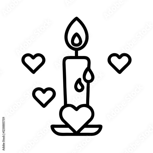 Heart-decorated candle with dripping wax for romantic evening ambiance and love celebration
