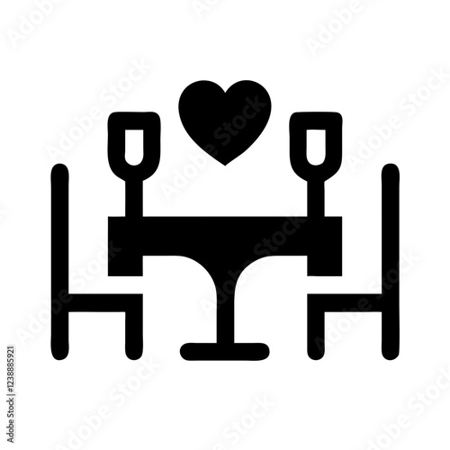 Romantic dinner setup with heart symbol for love and connection
