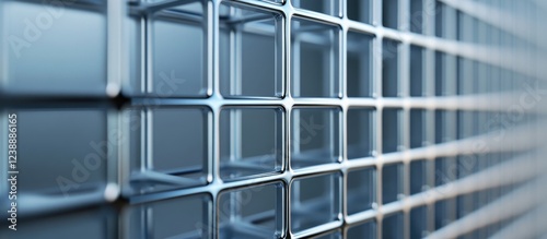 Blue Metal Grid Close-Up with Shallow Depth of Field and Gradient Background photo