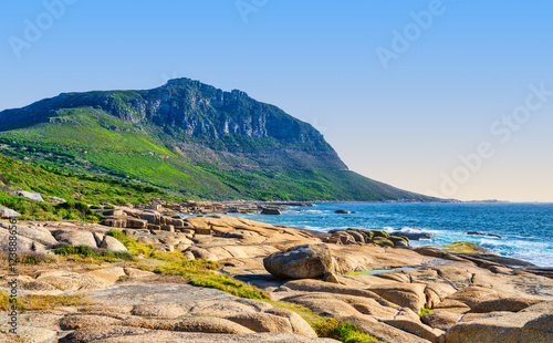 Obraz na płótnie Sandy Bay Beach with Boulders During Sunset, Cape Town, South Africa w salonie