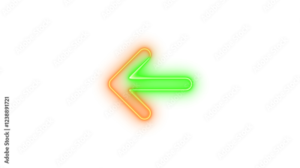 Neon arrow left icon brown green color glowing with transparent background Neon arrow left icon brown green color glowing with transparent background