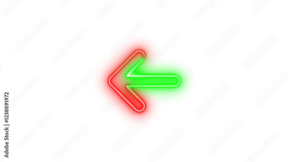 Neon arrow left icon green red color glowing with transparent background Neon arrow left icon green red color glowing with transparent background