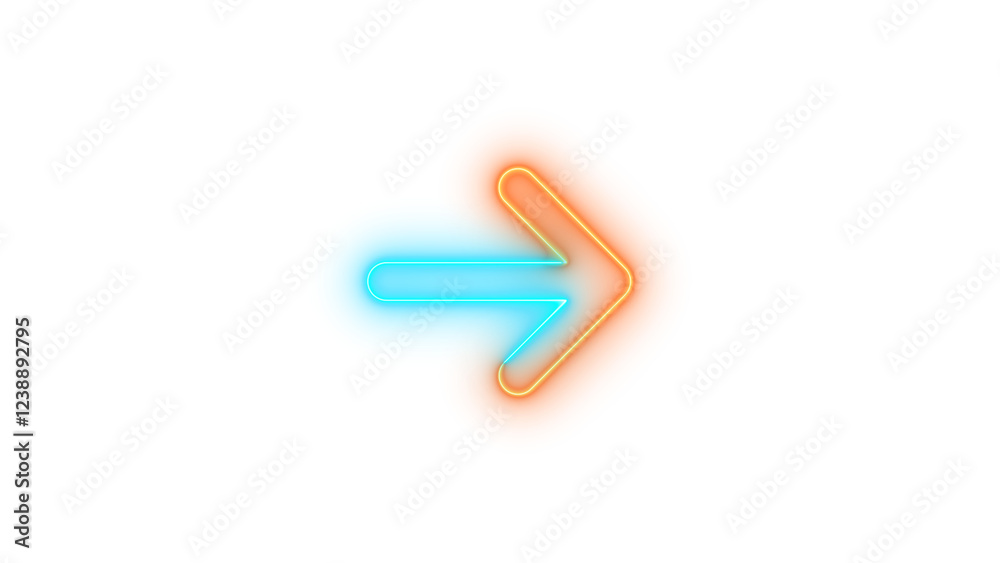 Neon arrow right iconbrown cyan color glowing with transparent background Neon arrow right iconbrown cyan color glowing with transparent background