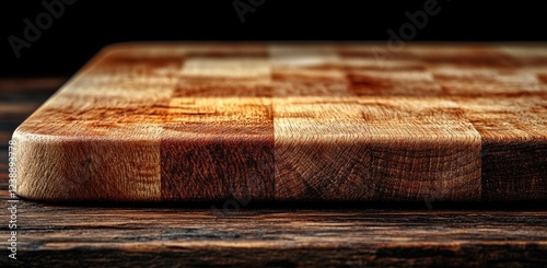 Wooden Chopping Board with Natural Black Walnut Texture and Rich Color Isolated on White Background photo