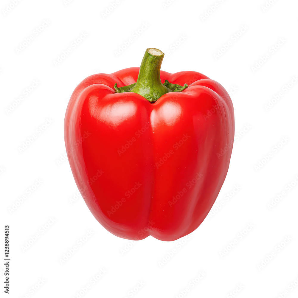 Fresh red bell pepper isolated on a white background for healthy cooking.