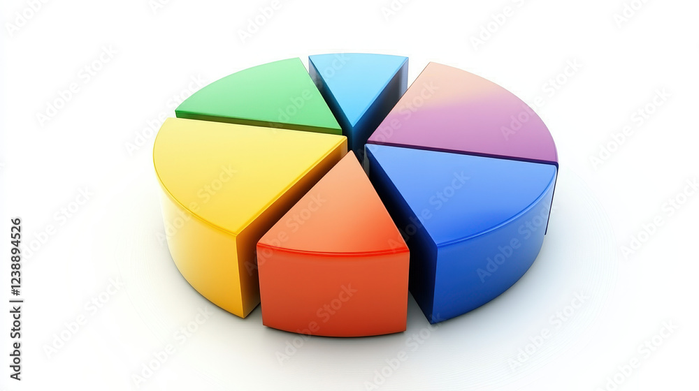 Obraz premium Colorful 3D Pie Chart Representation