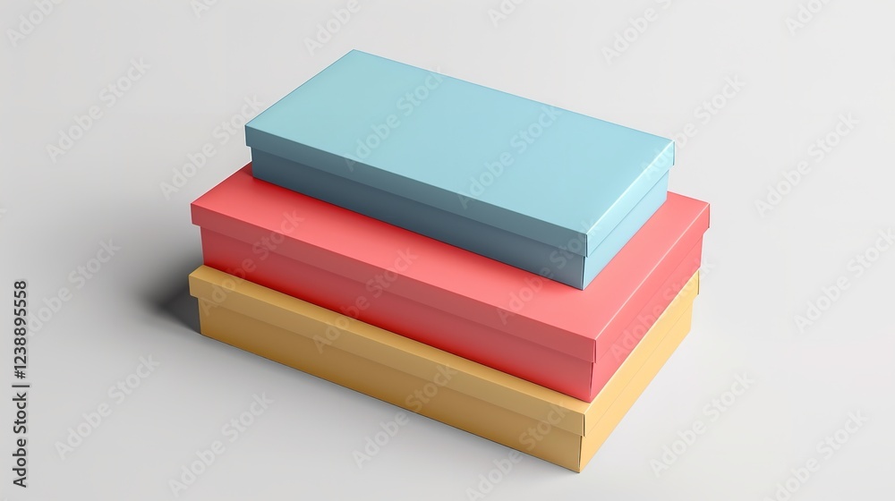 Isolated on a white background, this mockup of blank colored packaging, Generative AI. Isolated on a white background, this mockup of blank colored packaging, Generative AI.
