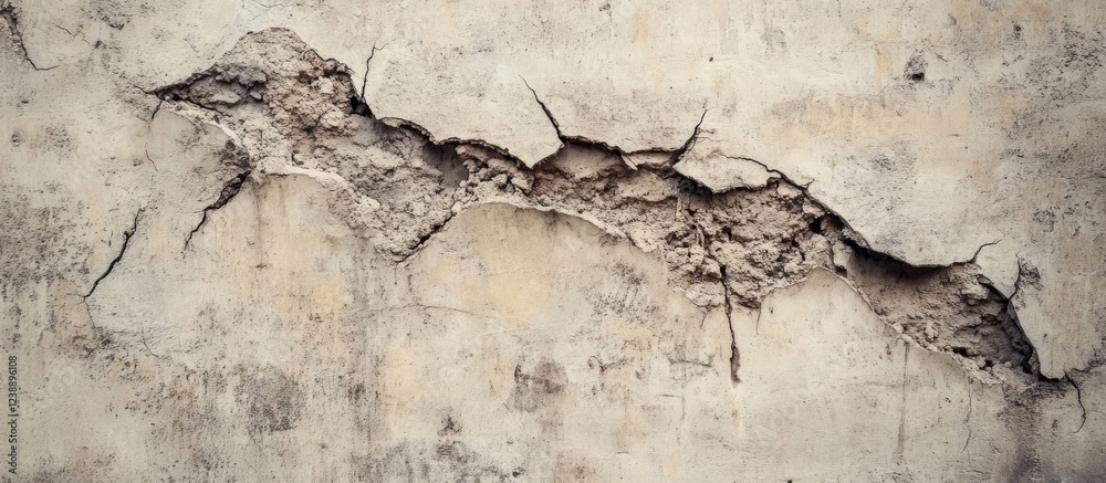 Obraz premium Cracked Concrete Wall Texture with Exposed Aggregate and Weathered Surface