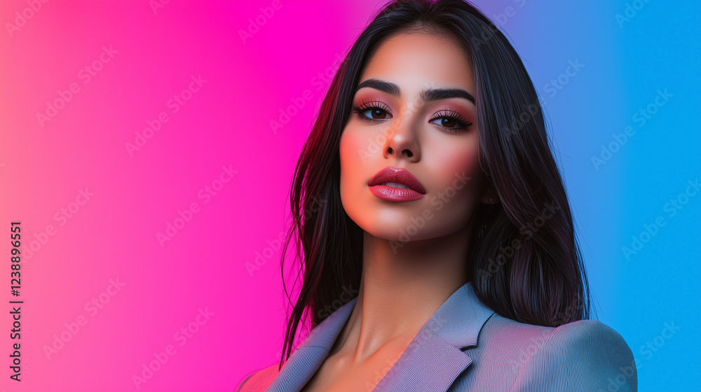 Confident Hispanic Woman in Modern Studio Portrait Confident Hispanic Woman in Modern Studio Portrait