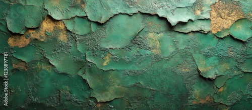 Green rusted metal texture with peeling paint and corrosion details. photo