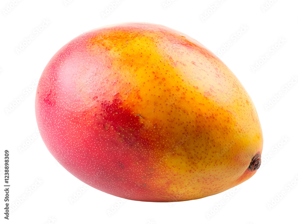Ripe mango fruit with red and yellow skin, isolated on a white background, showing the juicy and delicious character of this exotic fruit Ripe mango fruit with red and yellow skin, isolated on a white background, showing the juicy and delicious character of this exotic fruit