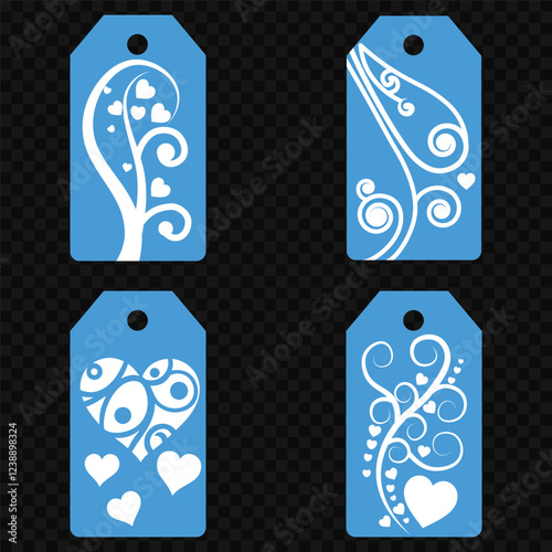 Price tag collection. Blank cardboard price tags. Retail product sticker elements with deal, hot price. Set of sale tags and labels. Set of gift or price tags shapes with hearts and love. EPS10