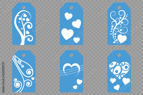 Price tag collection. Blank cardboard price tags. Retail product sticker elements with deal, hot price. Set of sale tags and labels. Set of gift or price tags shapes with hearts and love. EPS10
