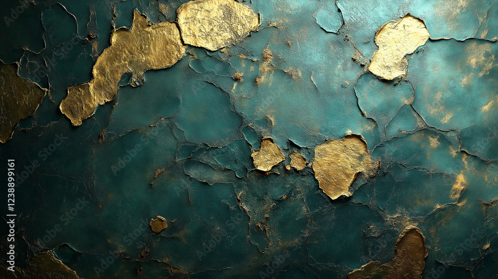 Obraz premium Teal and Gold Textured Wall Art