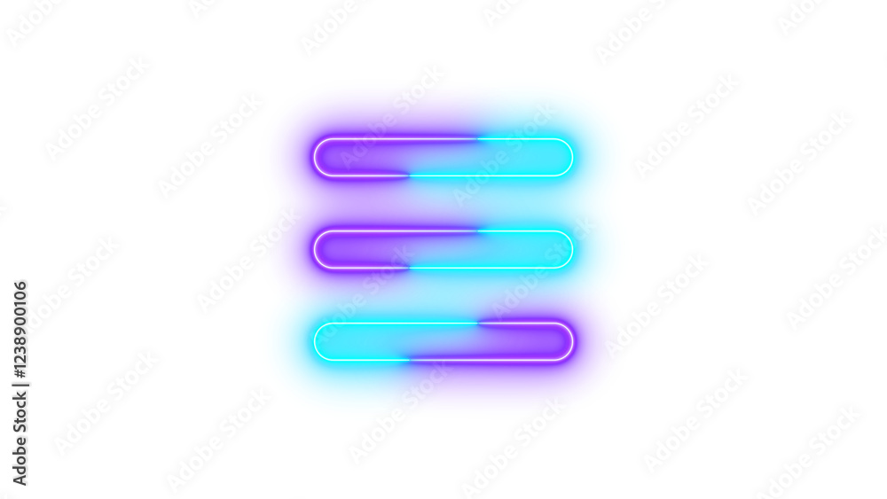Neon bars icon cyan purple color glowing with transparent background Neon bars icon cyan purple color glowing with transparent background