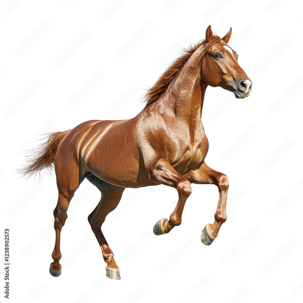 A majestic brown horse in mid-gallop showcasing its strength and grace. A majestic brown horse in mid-gallop showcasing its strength and grace.