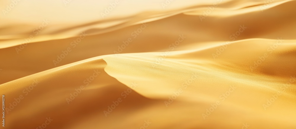 Fototapeta premium Golden Desert Sand Dunes with Flowing Curves and Sunlit Highlights