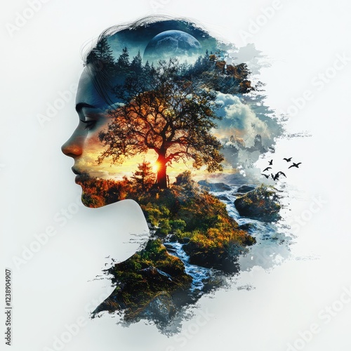 Wallpaper Mural Digital art mother earth double exposure, tree of life, mock up Torontodigital.ca