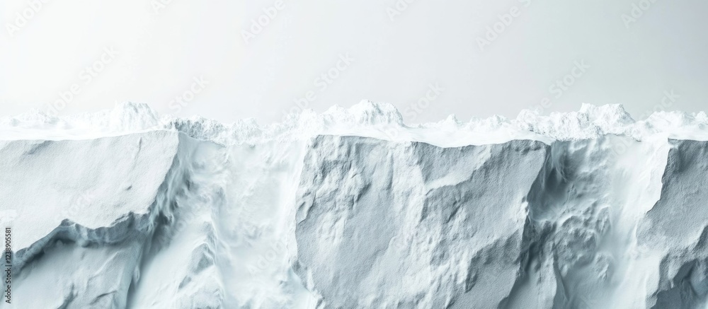 Icy Glacier Landscape with Snowy Peaks and White Background Icy Glacier Landscape with Snowy Peaks and White Background