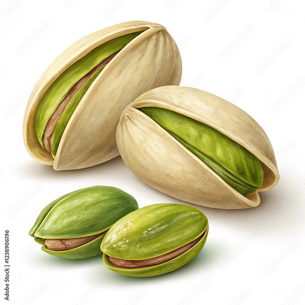 Realistic Detailed 3D Pistachio Nuts Set Realistic Detailed 3D Pistachio Nuts Set