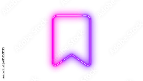 Free Download Neon bookmark icon pink purple color glowing with transparent background - GFXLoad