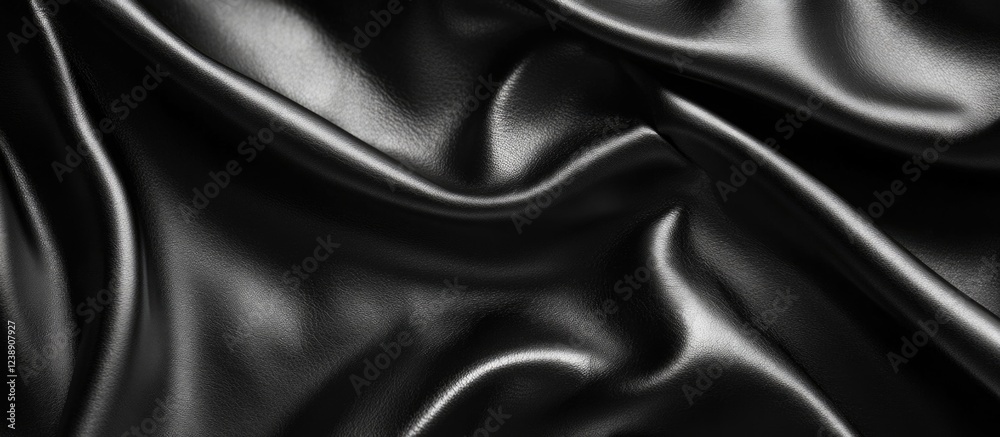 Fototapeta premium Elegant Black Silk Texture with Smooth Folds and Waves