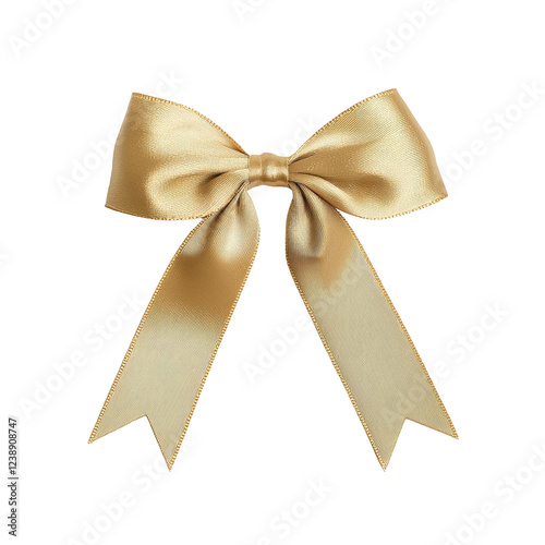 Elegant gold satin ribbon bow perfect for gifts or decorations.