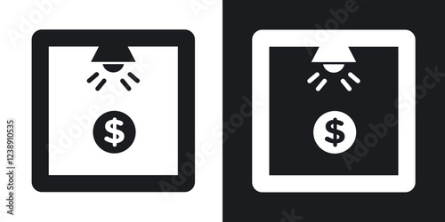 Business incubator icons in filled and outline versions for ui designs