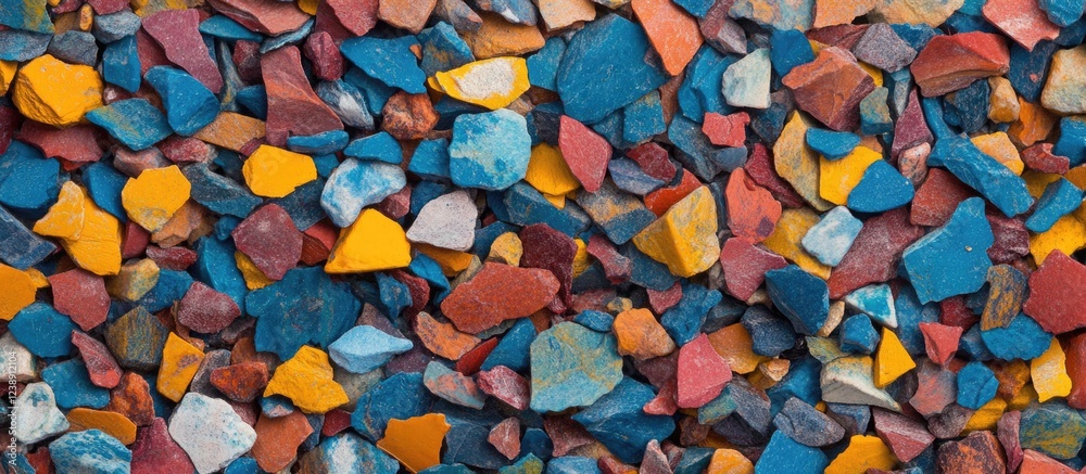 Colorful mosaic stones background with vibrant blue, red, yellow, and orange pieces in irregular shapes. Colorful mosaic stones background with vibrant blue, red, yellow, and orange pieces in irregular shapes.