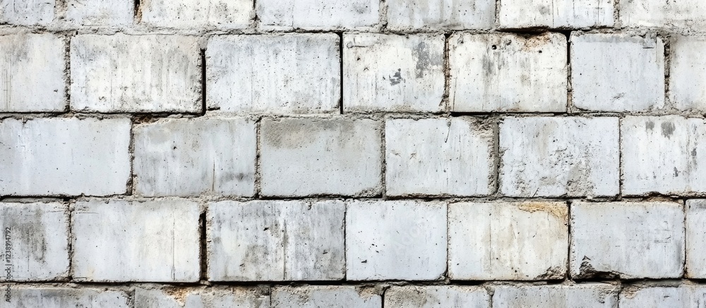 Weathered white brick wall texture background with visible mortar and surface imperfections Weathered white brick wall texture background with visible mortar and surface imperfections