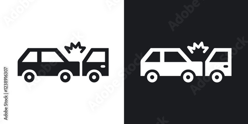 Rear end collision icons in filled and outline versions for ui designs