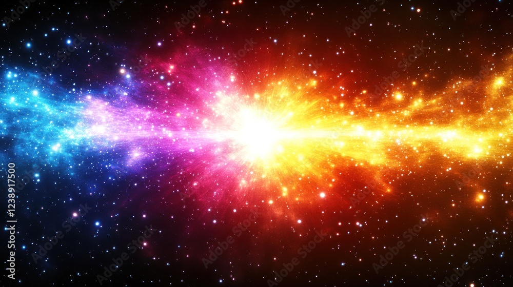 Fototapeta premium Cosmic collision, vibrant nebulae clash in space.