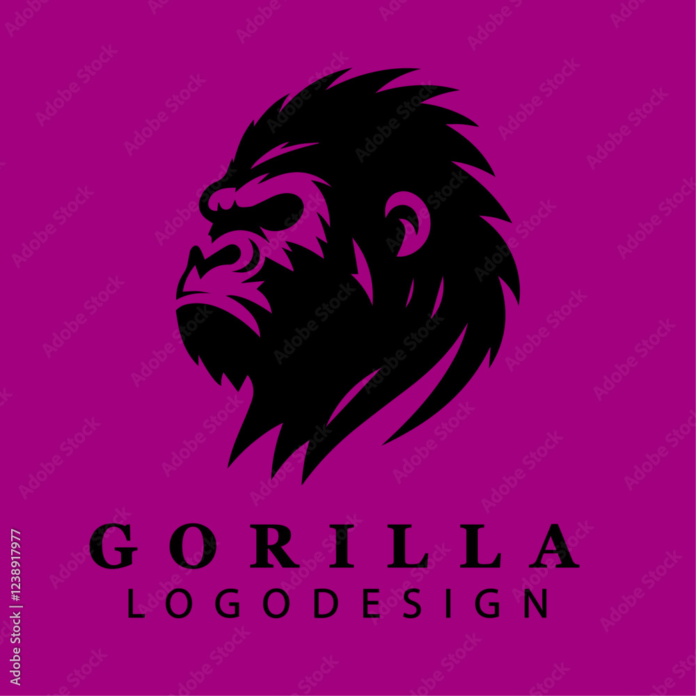 Fototapeta premium Fierce Gorilla Head Tribal Logo Design Vector for Branding, Digital Artwork, Emblems, and Wild Nature-Themed Creative Projects 