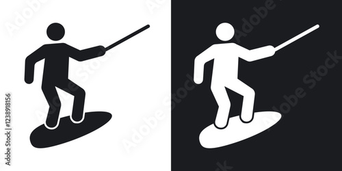 Wakeboarding icons in filled and outline versions for ui designs