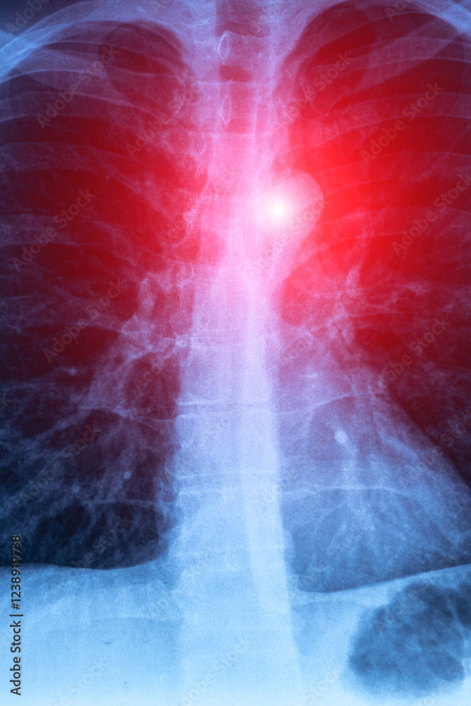 Vertical X-ray scan of a tuberculosis and lungs diseases. Vertical X-ray scan of a tuberculosis and lungs diseases.