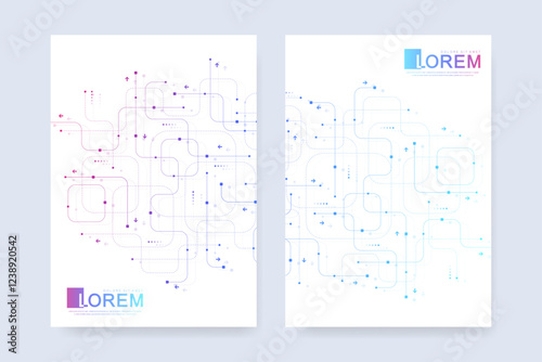 Abstract digital technology cover template design for a report and brochure, flyer, leaflets, poster, header, banner, website, presentation. Vector illustration