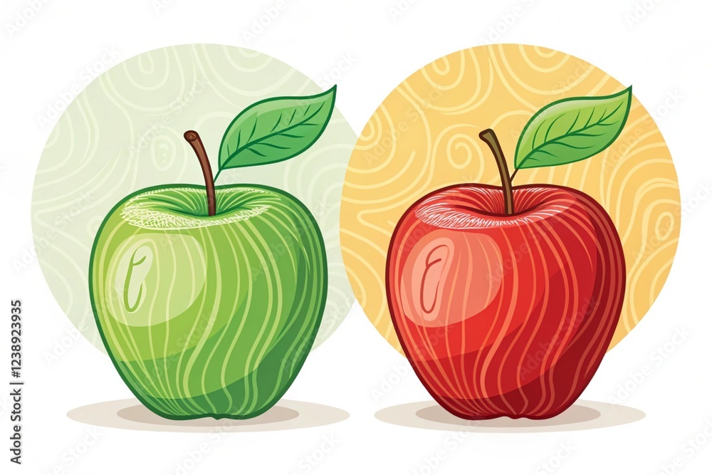 Set Apple on a white background Set Apple on a white background