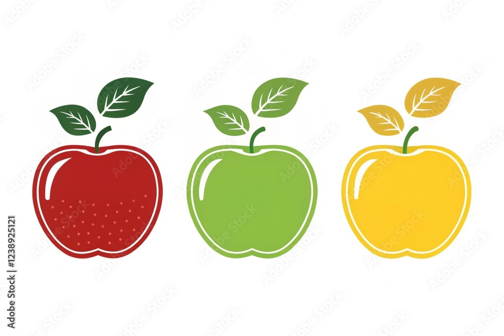 Different color apple set on the white background Different color apple set on the white background