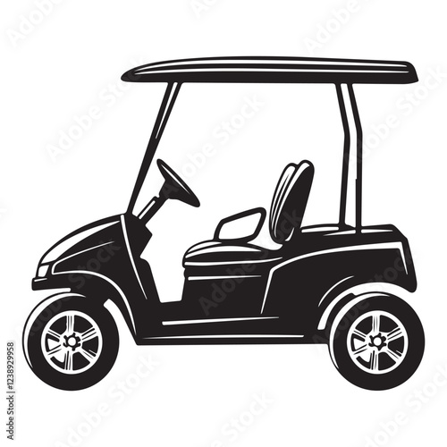 Classic Golf Cart Drawing – High-Resolution Digital Art