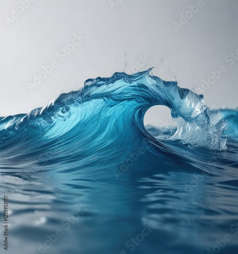 Hypnotic abstract blue gel water waves moving in slow motion against a subtle gradient background, motion, water