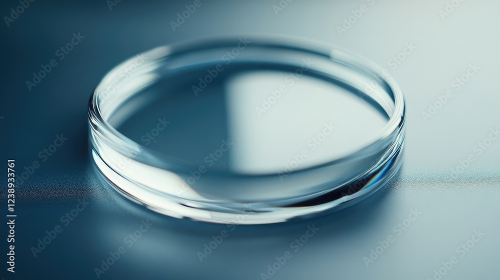 Clear glass petri dish on a smooth surface with soft lighting and gradient shadow. Ideal for laboratory and scientific concepts. Copy Space Clear glass petri dish on a smooth surface with soft lighting and gradient shadow. Ideal for laboratory and scientific concepts. Copy Space