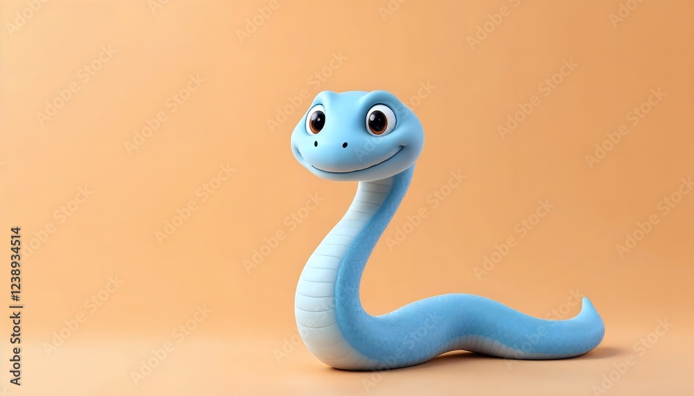 Adorable Blue Cartoon Snake 3d Render Illustration Adorable Blue Cartoon Snake 3d Render Illustration