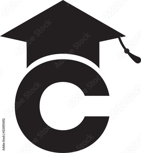 academic hat icon, with editable stroke. Linear mortarboard sign, education pictogram, education hat with letter
