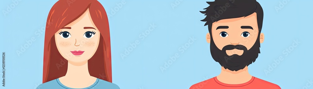 Couple, avatars, profile, digital, illustration, website Couple, avatars, profile, digital, illustration, website