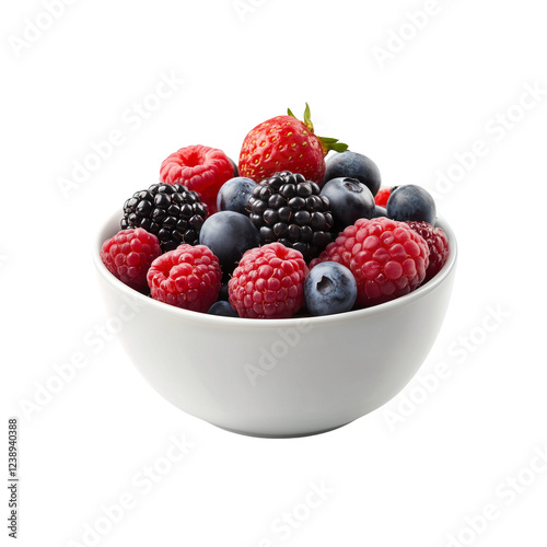 Mixed berries in a bowl isolated on transparent background 
