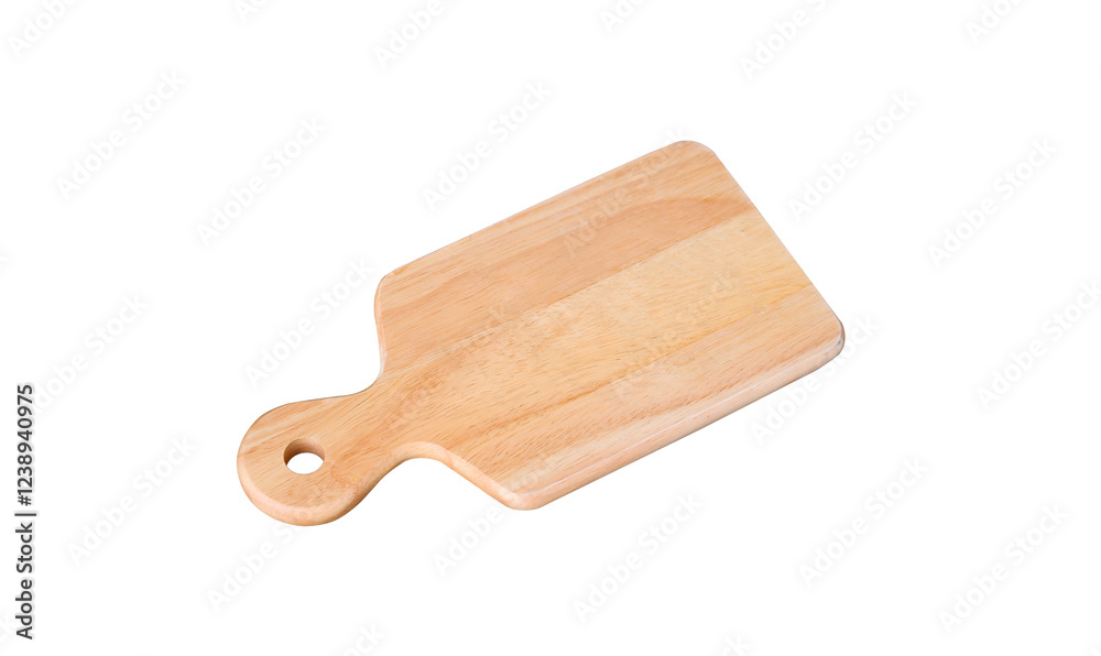 Wooden cutting board with hanging handle isolated on transparent background, png file Wooden cutting board with hanging handle isolated on transparent background, png file