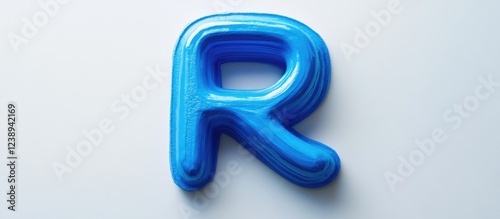Wallpaper Mural 3D styled blue letter R on a clean white background with ample copy space for text or branding Torontodigital.ca