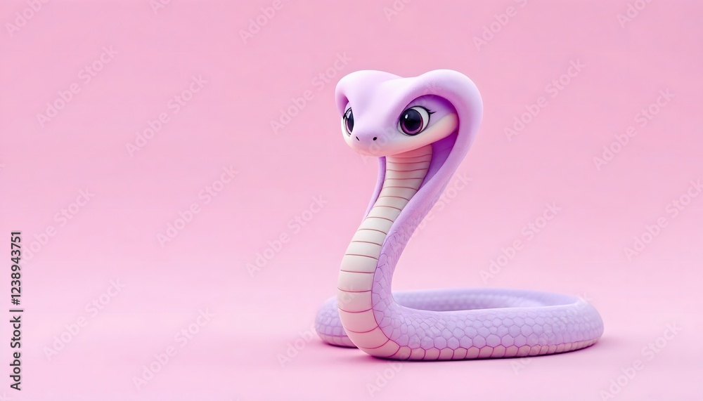 Fototapeta premium Adorable Pink Cartoon Snake 3d Render