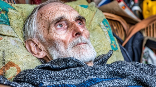 close-up of a person’s face with a relaxed expression, enjoying a moment of stress relief NCDs or non-communicable diseases are a group of chronic non-communicable diseases.  photo