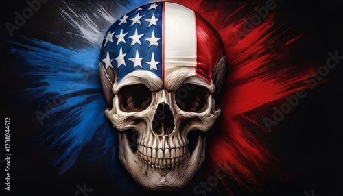 skull with flag americus on it paintings
